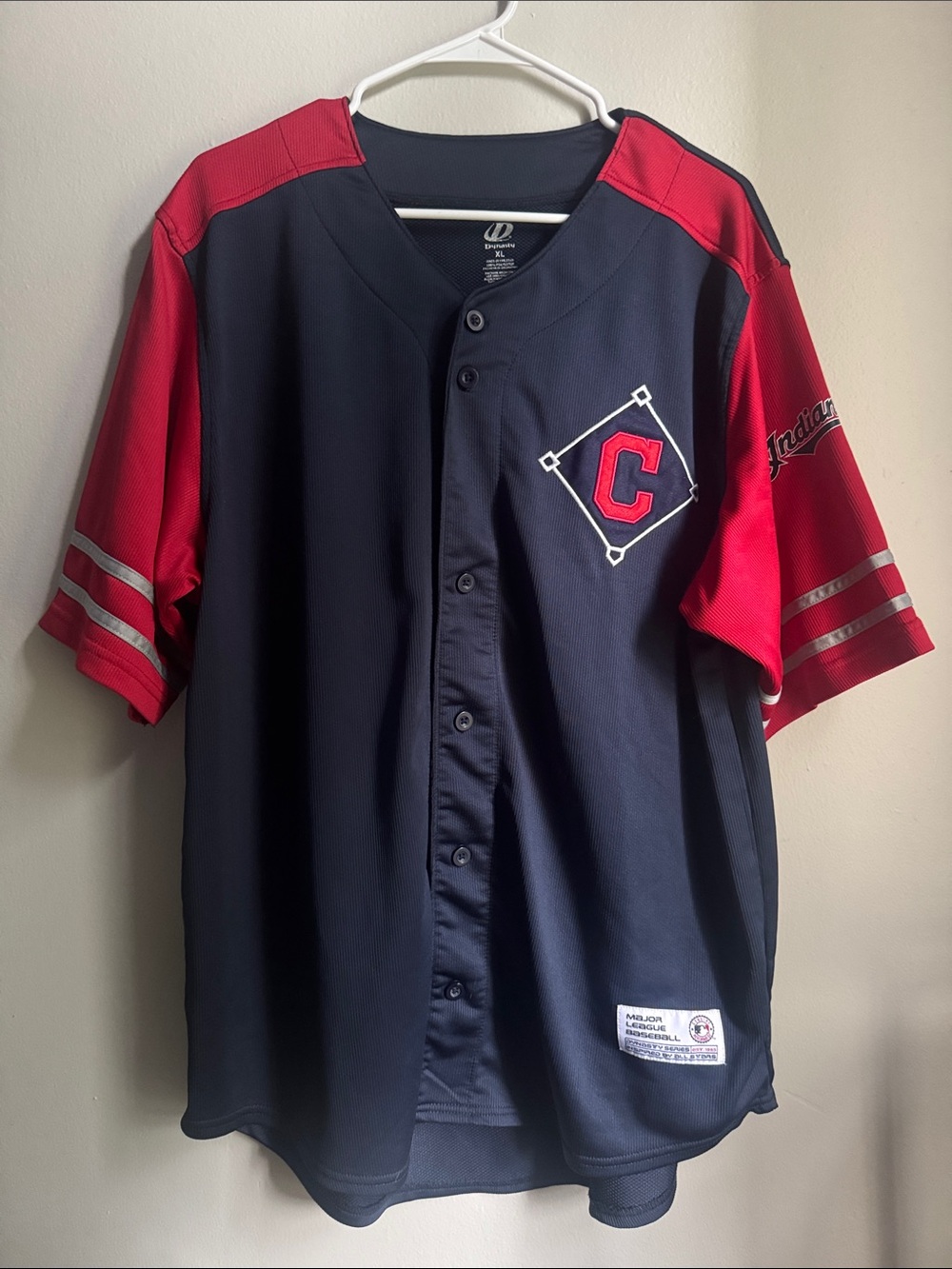 Genuine Merchandise Cleveland Indians Navy and Red Button-Up Jersey